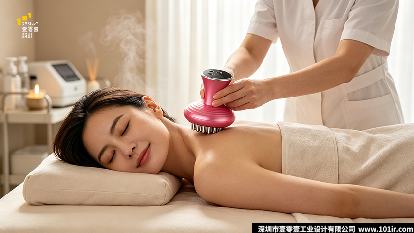 电动经络刷,电动经络刷外观设计,电动经络刷结构设计,家用多功能电动经络刷,RF射频经络刷,超声波经络刷,壹零壹工业设计,理疗器械工业设计