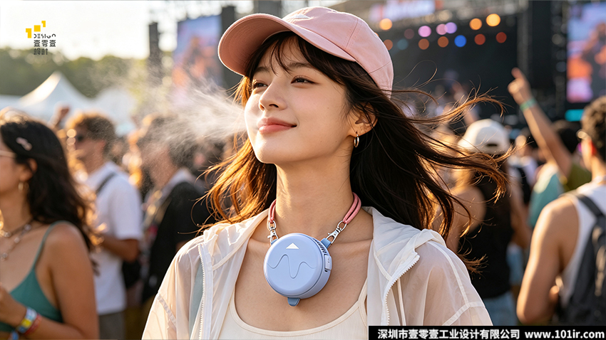 便携式风扇,多功能便携风扇,挂脖风扇,手腕佩戴风扇,补妆风扇,工业设计,产品结构设计,马卡龙色系设计