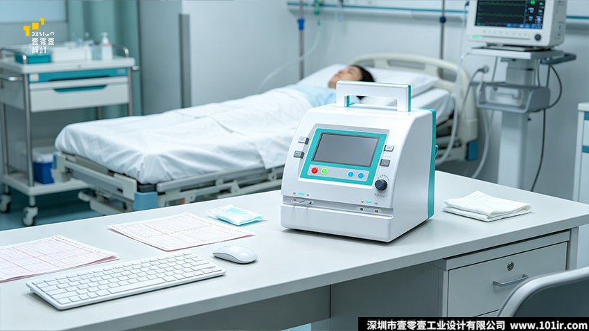 体外膈肌起搏器,体外膈肌起搏器设计,便携式医疗器械,医疗器械工业设计,外观设计,结构设计,呼吸康复设备,医用设备CMF,壹零壹工业设计,EDP