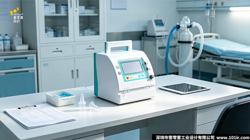 体外膈肌起搏器,体外膈肌起搏器设计,便携式医疗器械,医疗器械工业设计,外观设计,结构设计,呼吸康复设备,医用设备CMF,壹零壹工业设计,EDP